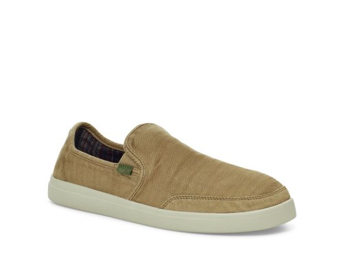 Sanuk Vagabond Slip-On Sneaker Wash Vegan - Sanuk Shoes Mens Khaki - Philippines EGVJKM283